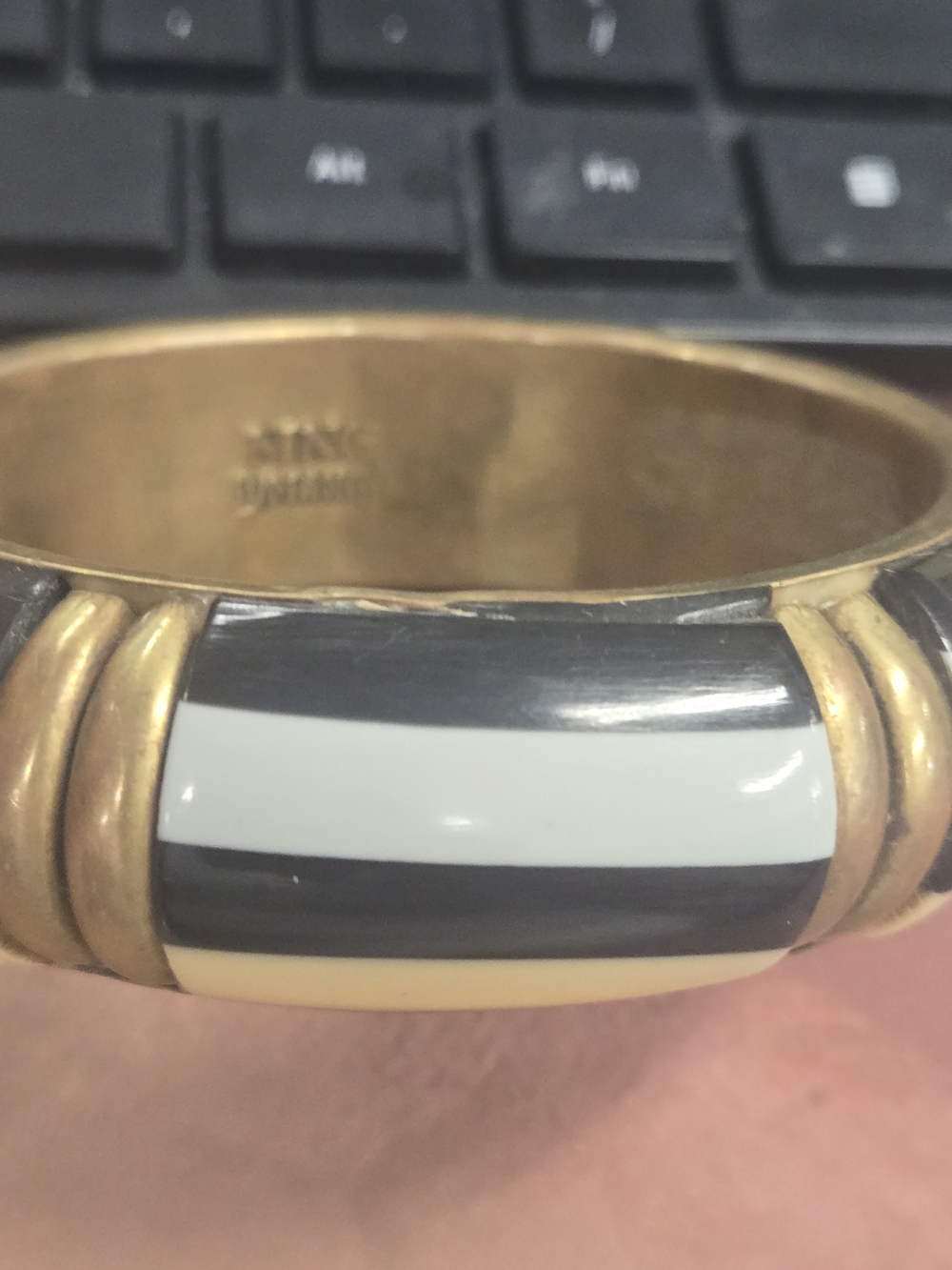 Mango Black, White and Cream Enamel Stripe Bangle